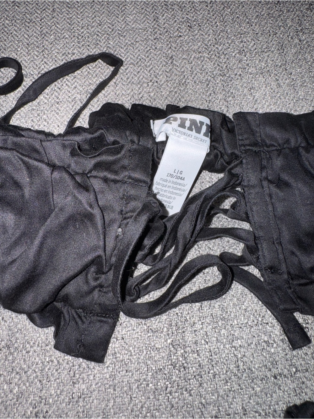 Black Two-Piece Satin Sleep Set - Women's Intimates Pink - Picture 4 of 4